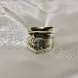 1920s Silver Spoon Ring Vintage Shabby Estate Chic